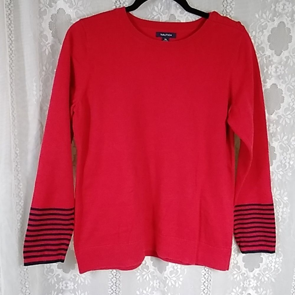 NAUTICA RED AND BLACK WOMEN'S TOP BLOUSE SIZE XL